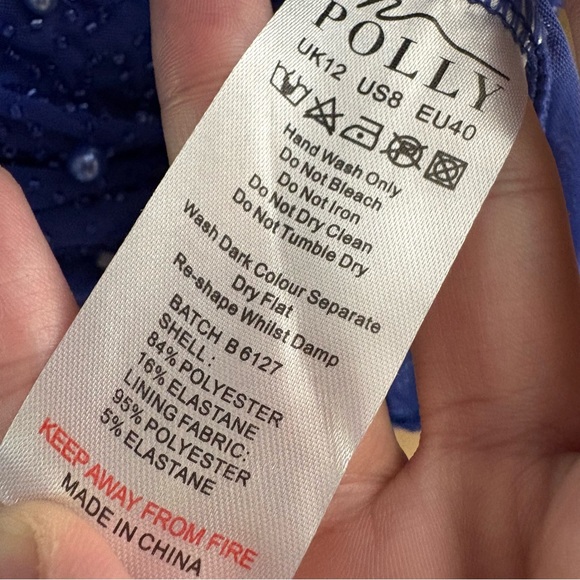 OH POLLY Chelsea Embellished Wrap Over A-Line Mini Dress in Dark Blue Size 8 NWT - Picture 9 of 11